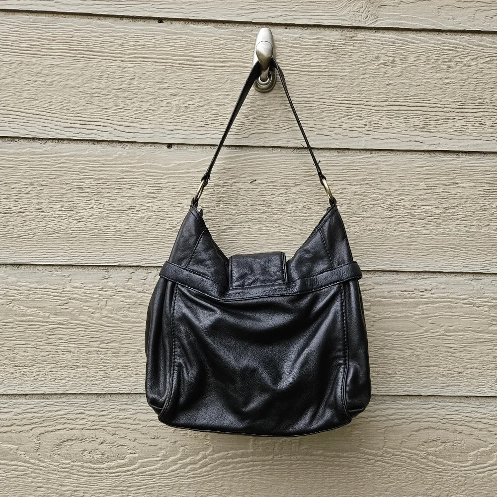 Michael Kors black leather hobo bag